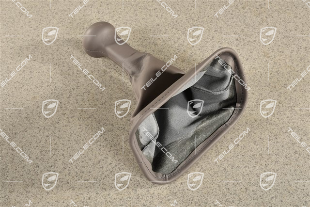 Shift lever / gear shift knob with leather gaiter / sleeve, Classic Grey