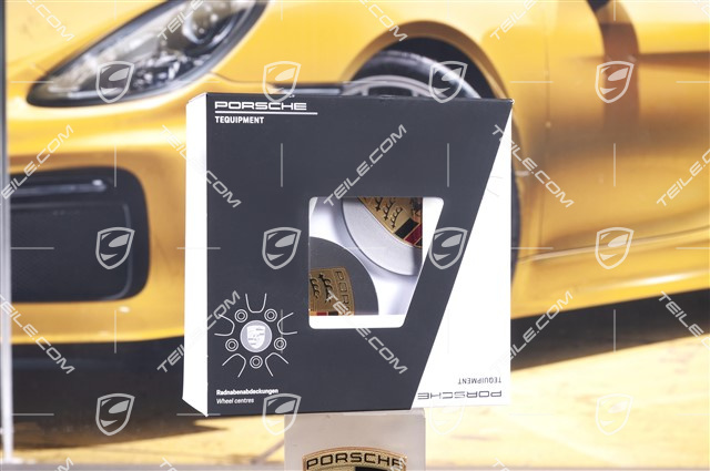 Hub cap set, platinum silver, crest coloured