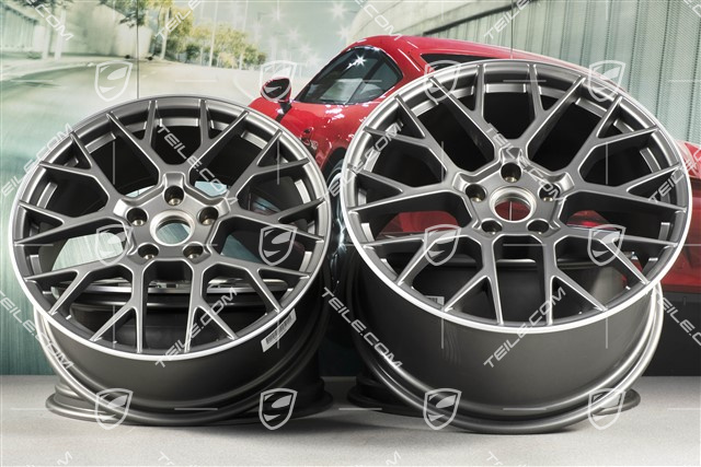 20+21" Komplet felg RS Spyder, felgi: przednie 8,5J x 20 ET53 + tylne 11,5J x 21 ET67, platinum satynowy półmat