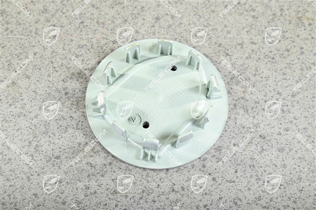 Center cap, concave, brilliant silver, black crest