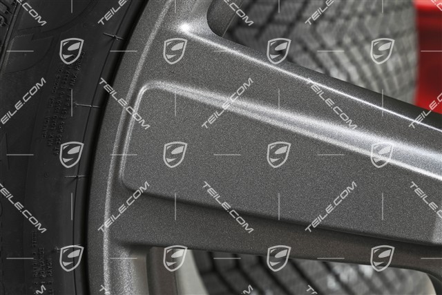 22" Koła zimowe, komplet, Cayenne Exclusive Design Sport, felgi 10J x 22 ET48 +11,5J x 22 ET61 + NOWE opony zimowe Pirelli 285/40 R22 + 315/35 R22, Vesuvio Grey