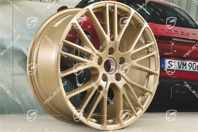 21-inch wheel rim set Panamera Exclusive Design Sport, 9,5J x 21 ET71 + 11,5J x 21 ET69, Aurum satin mat