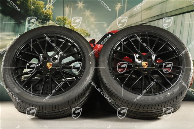 21" koła letnie Cayenne RS Spyder, komplet, felgi 9,5J x 21 ET46 + 11,0J x 21 ET49 + opony letnie Pirelli P Zero 285/40 R21 + 315/35 R21, czarny satynowy półmat