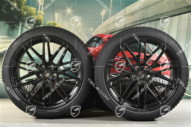 22-inch RS Spyder Design winter wheel set, rims 9J x 22 ET29 + 11J x 22 ET47 + NEW Continental winter tyres 255/40 R22 + 295/35 R22, black satin matt