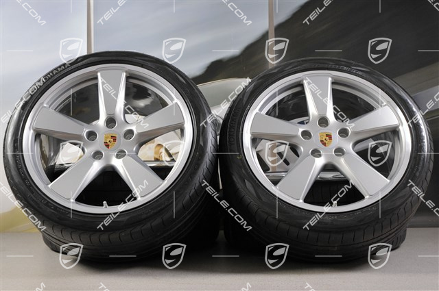 20" Sport Classic summer wheels set,GT-Silber metalic,  rims 9,5J x 20 ET65 + 11,5 x 20 ET63 + NEW summer tyres 255/40 ZR20 + 295/35 ZR20, with TPM