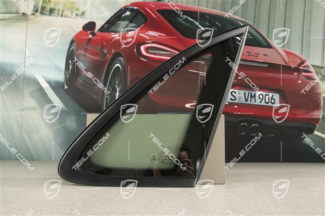 Seitenscheibe mit Zierleiste, Aluminium-Paket Schwarz matt, Waermeschutzglas grün im Fond, R