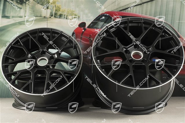 20+21" Felgensatz RS Spyder, Felgen: vorne 8,5J x 20 ET53 + hinten 11,5J x 21 ET67, schwarz seidenmatt