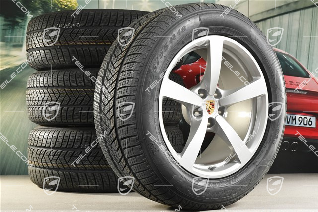 18" "Macan" Winterräder Satz, Felgen 8J x 18 ET21 + 9J x 18 ET21 + Pirelli Winterreifen 235/60 ZR 18 + 255/55 ZR 18, mit RDK-Sensor