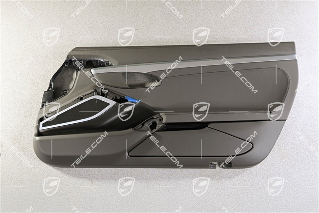 Tapicerka drzwi skórzana z listwą ozdobną galwanizowaną, Agate Grey, Burmester, R