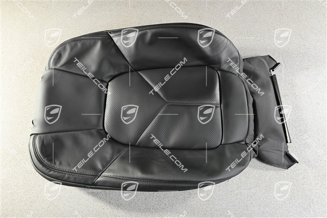 Front seat, Backrest cover, Black smooth leather Comfort seat, L