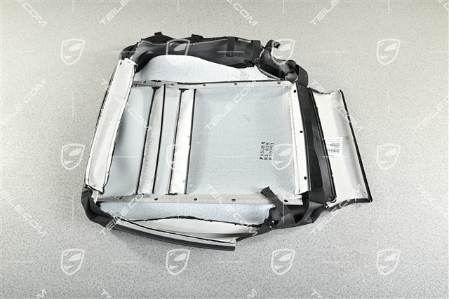 Tapicerka siedziska fotela przedniego sportowego, gładka skóra, czarna, L