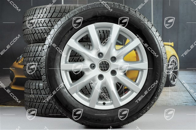 18" Komplet kół zimowych Cayenne, felgi 8J x 18 ET53 + opony Michelin 255/55 R18 109V XL M+S,  DOT/rok prod. 2011, bez czujników ciśnienia RDK
