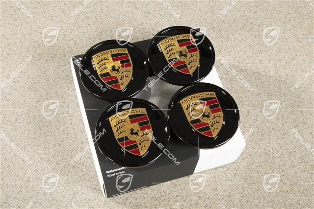 Dekielki kół, komplet (4 szt.), czarne połysk/czarne połysk