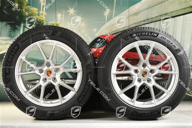20" koła zimowe Cayenne S, komplet, felgi 9J x 20 ET50 + 10,5J x 20 ET64 + NOWE opony zimowe Michelin Pilot Alpin 5 SUV 255/55 R20 + 295/45 R20, z czujnikami ciśnienia
