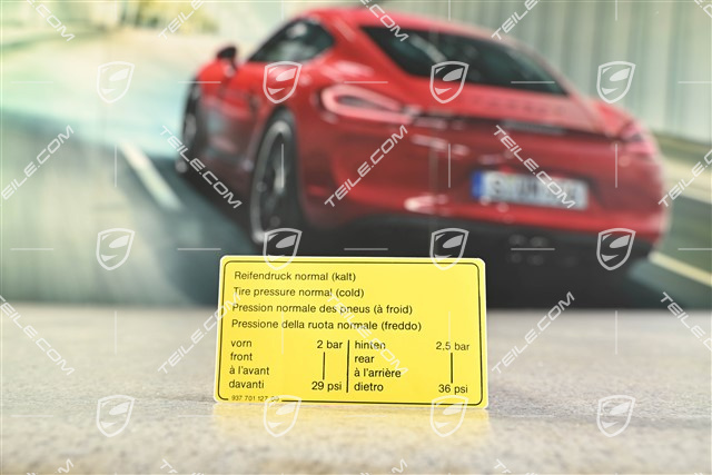 Tabliczka informacyjna o ciśnieniu w oponach