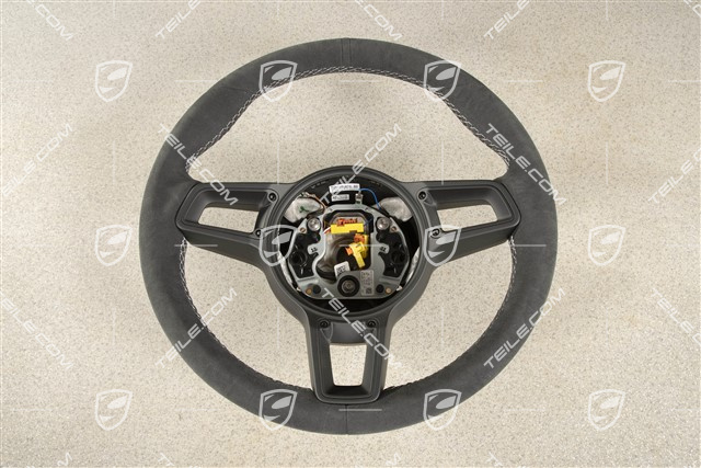 Kierownica sportowa GT, Alcantara, czarna/srebrna