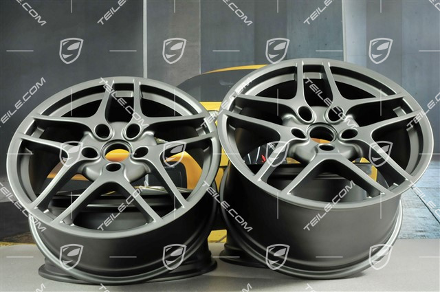 19" Komplet felg Carrera S II (Facelift), 8J x 19 ET57 + 11J x 19 ET67, platynowe