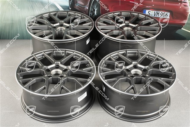 20+21-inch wheel rim set RS Spyder, rims: front 8,5J x 20 ET50 + rear 11,J x 21 ET67, platinum satin matt