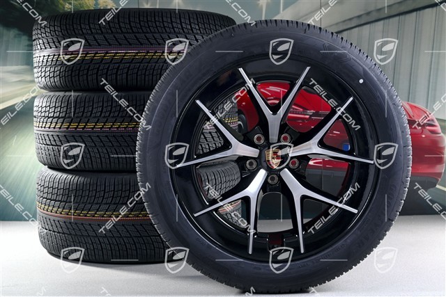 21" Cayenne RS Spyder Design winter wheel set, wheel rims 9,5J x 21 ET16 + 11J x 21 ET37 + Goodyear UltraGrip Performance 3 SUV winter tyres 275/45 R21 + 315/40 R21, black high gloss