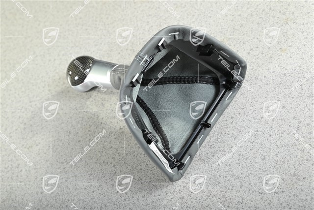 Turbo, Gałka zmiany biegów, szara skóra / aluminium i carbon, 6 biegów manual