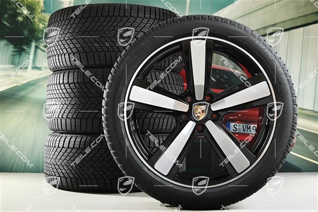 22-inch winter wheel set Cayenne Exclusive Design Sport, wheel rims 10J x 22 ET48 +11,5J x 22 ET52 + Pirelli winter tyres 285/40 R22 + 315/35 R22, black high gloss