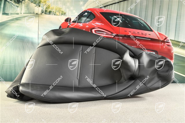 Lehnenbezug, Leder, Schwarz, L