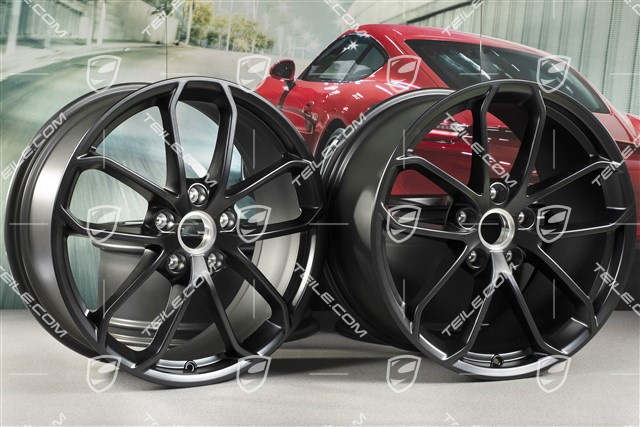 20" komplet felg 718 Cayman GT4, felgi 8,5J x 20 ET61 + 11J x 20 ET50, czarny satynowy półmat