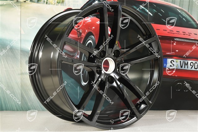 21" Felgi Cayenne COUPÉ Turbo Design, komplet, 9,5J x 21 ET46 + 11,0J x 21 ET49, czarny wysoki połysk