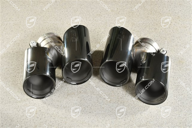 Double tailpipes set chrome plated stainless steel in black high gloss