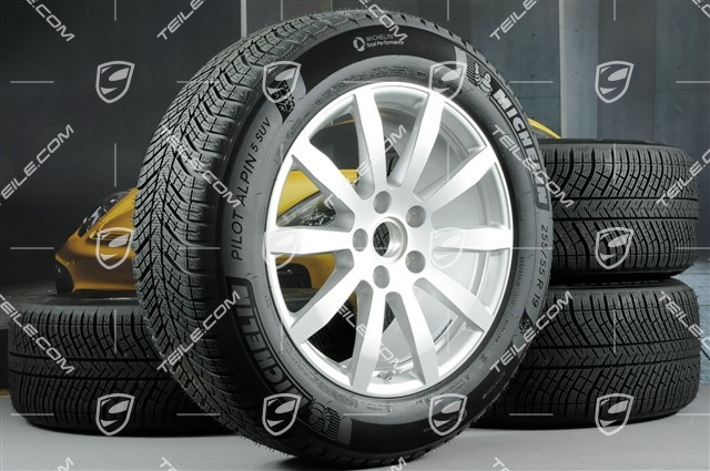 19" Cayenne S Winterräder Satz, Felgen 8,5J x 19 ET47 + 9,5J x 19 ET54 + NEUE Michelin Winterreifen 255/55 R19 + 275/50 R19, mit RDK-Sensoren