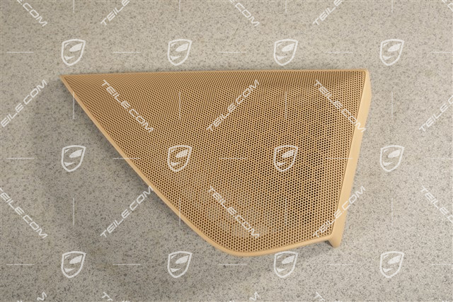 Kratka osłaniająca głośnik basowy w tapicerce drzwi, drzwi przednie, beżowa, R