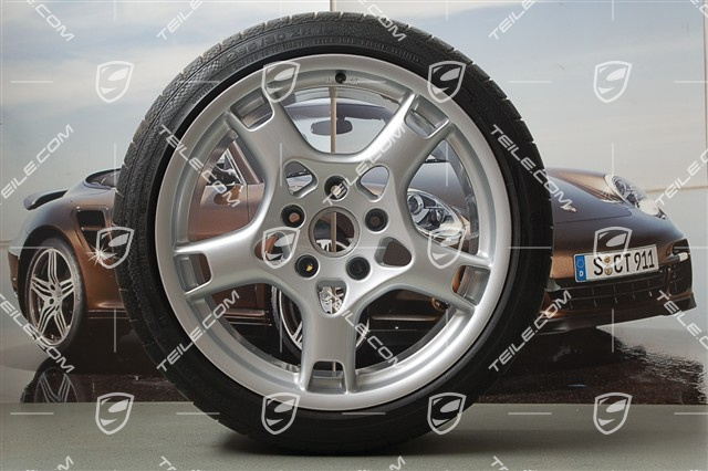 19" Komplet kół letnich Carrera S, felgi 8J x 19 ET 57 + 11J x 19 ET 67 + NOWE opony letnie 235/35 ZR19 + 295/30 ZR19