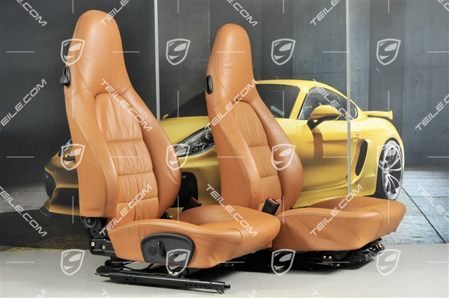 Sitze, el einstellbar, Leder, Braun/Natur, Raffleder, Satz (L+R)