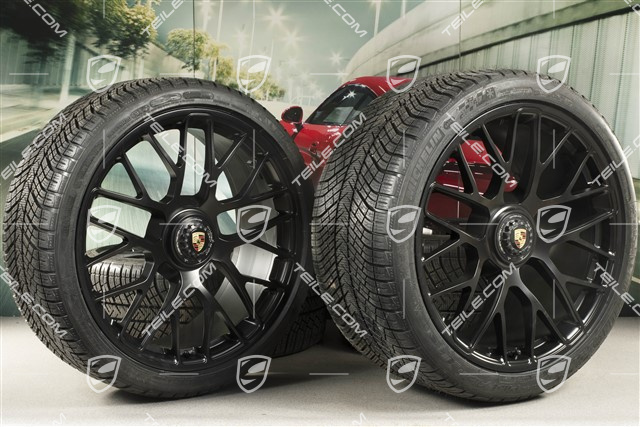 20" Turbo S Koła zimowe komplet do Turbo S / GTS, centralnie mocowane, felgi 8,5J x 20 ET51 + 11J x 20 ET59 + NOWE opony zimowe Michelin Pilot Alpin PA4 N1 245/35 R20+295/30 R20, czujniki ciśnienia, czarny półmat satyna