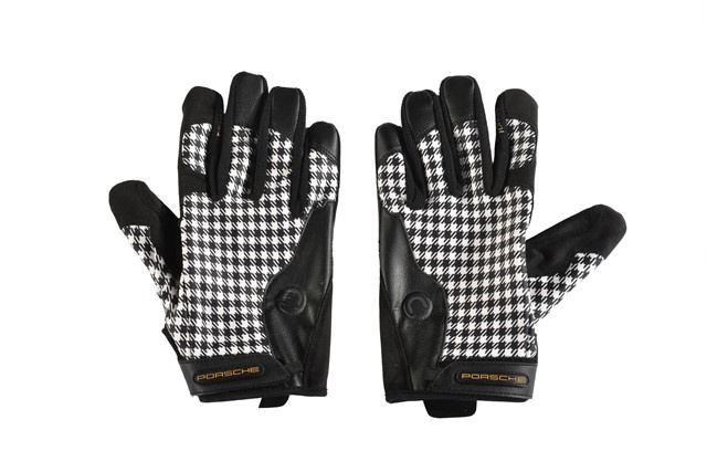 Porsche Classic Assembly gloves, Pepita / houndstooth, black, size 7