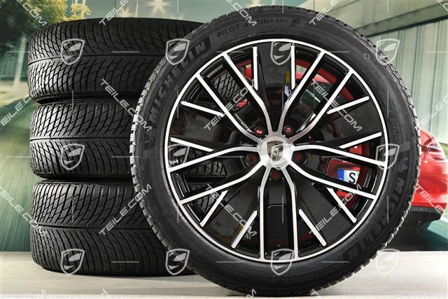 21-inch Macan Design winter wheel set, rims 8,5J x 21 ET27 + 10,5J x 21 ET47 + Michelin Pilot Alpin 5 SUV winter tyres 255/45 R21 + 285/40 R21, black high gloss