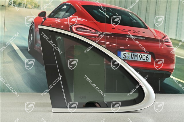 Seitenscheibe mit Zierleiste, Aluminium-Paket Chrom look, getönt, L