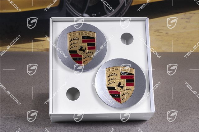 Hub cap set, platinum silver, crest coloured