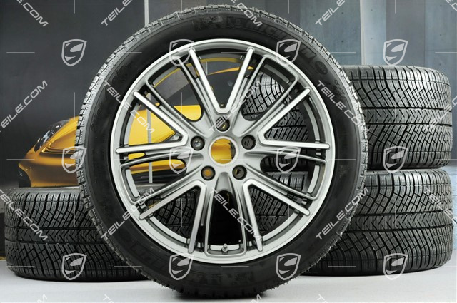 20" Koła zimowe, komplet "Exclusive Design", felgi 9,5 J x 20 ET71 + 10,5 J x 20 ET71 + NOWE opony zimowe Michelin Pilot Alpin 4 275/40 R20 + 315/35 R20, srebrna platyna
