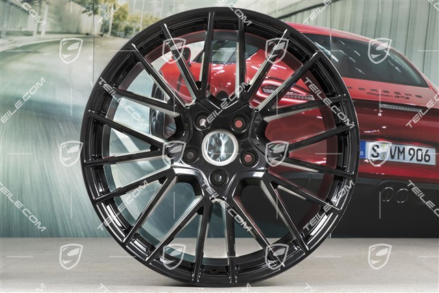 21" Komplet felg Cayenne RS Spyder, 11J x 21 ET58 + 9,5J x 21 ET46, czarny wysoki połysk