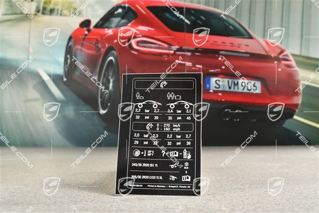 Tabliczka informacyjna o ciśnieniu w oponach, 20 cali, C4 / C4S