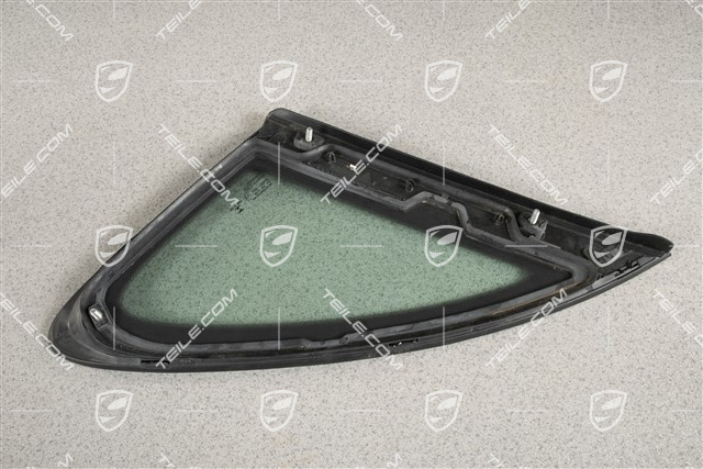 Seitenscheibe mit Zierleiste, Aluminium-Paket Schwarz, Waermeschutzglas grün im Fond, R