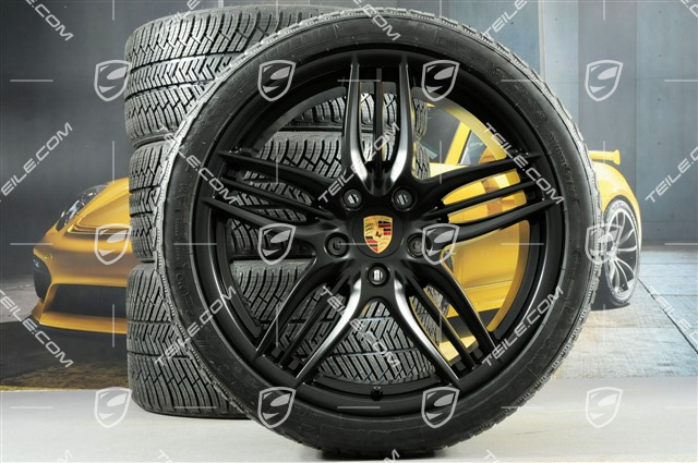20" Komplet kół zimowych Sport Design, felgi 8,5J x 20 ET51 + 11J x 20 ET52 + opony zimowe Michelin 245/35 ZR20 + 295/30 ZR20, z czujnikami ciśnienia, czarny satynowy półmat