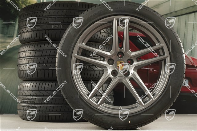 20-inch Turbo summer wheels set, rims 9J x 20 ET26 + 10J x 20 ET19 + NEW Pirelli summer tyres 265/45 R20 + 295/40 R20, Platinum, with TPMS