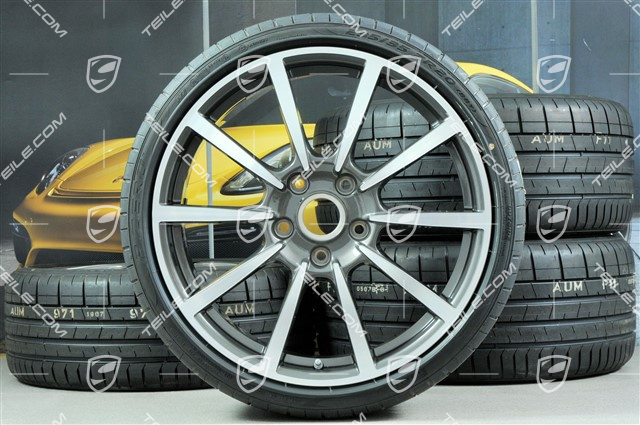 20" Carrera Classic Sommerräder Satz, Felgen 8J x 20 ET57 + 10J x 20 ET45 + NEUE Pirelli Sommerreifen 235/35 ZR20 + 265/35 ZR20, mit RDK-Sensoren