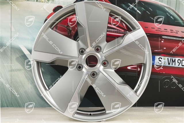 21-inch wheel rim Taycan Exclusive Design, 9,5J x 21 ET60, Platinum Silver, front, R