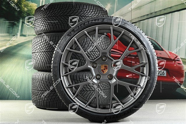 20"+21" RS Spyder Design winter wheel set, wheel rims 8,5J x 20 ET50 + 11J x 21 ET82 + Michelin winter tyres 245/35 R20 + 305/30 R21, with TPMS, Darksilver
