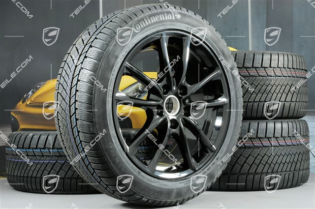 19" Koła zimowe, komplet "Panamera S", felgi 9J x 19 ET64 + 10,5 J x 19 ET62 + opony zimowe Continental ContiWinterContact PS830 P 265/45 R19 + 295/40 R19, czarny połysk