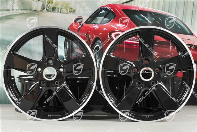 19" Komplet felg Cayman S, 8J x 19 x ET 57 + 9,5J x 19 x ET 45, gwiazda felgi czarna