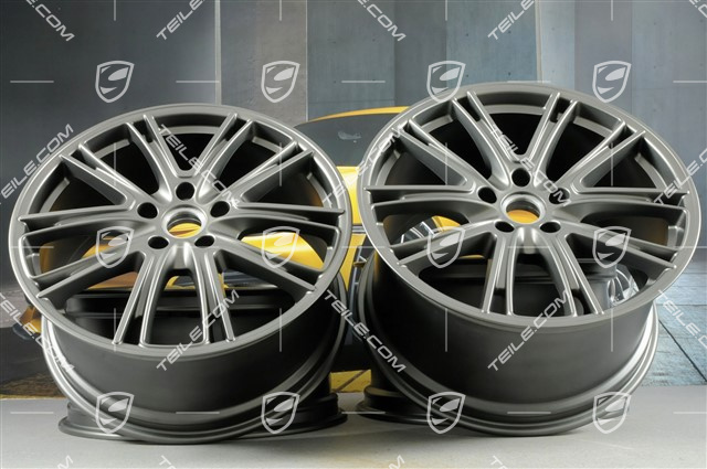 21-inch wheel rim set Panamera Exclusive, 9,5J x 21 ET71 + 11,5J x 21 ET69, Platinum satin mat